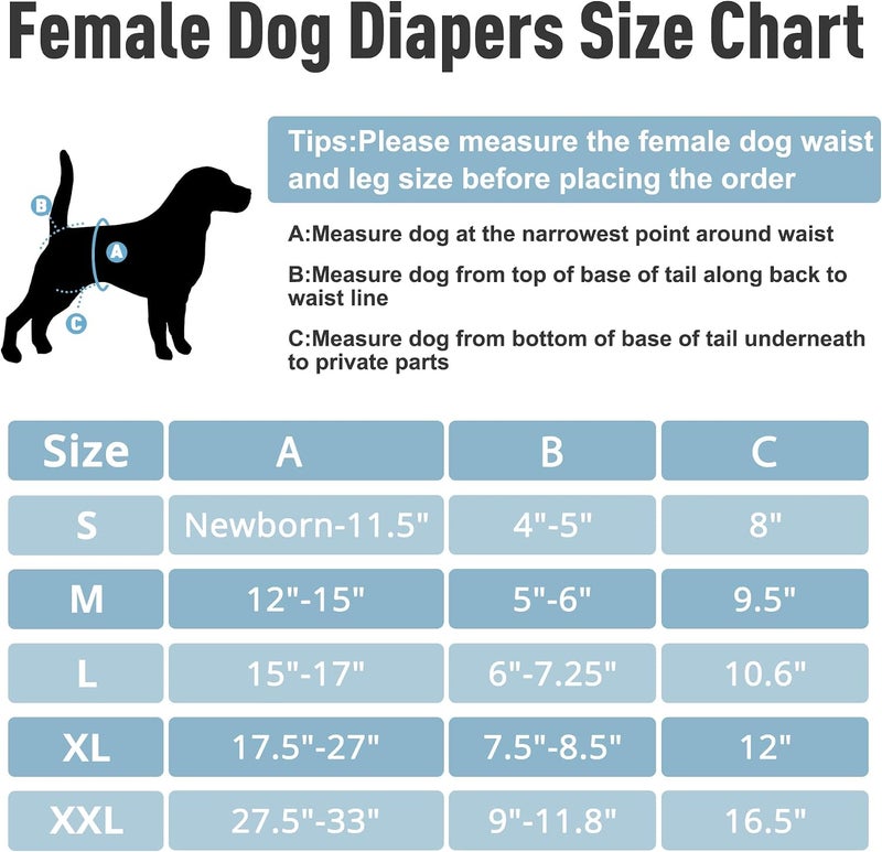 ZINGTERRA 5Pack Female Dog Diapers Washable,Reusable Diaper for Doggie,Highly Absorbent Dog Diaper,Adjustable Leakproof Puppy Diapers Skirt for Heat,Incontinence,Period Doggy Nappies - Image 2