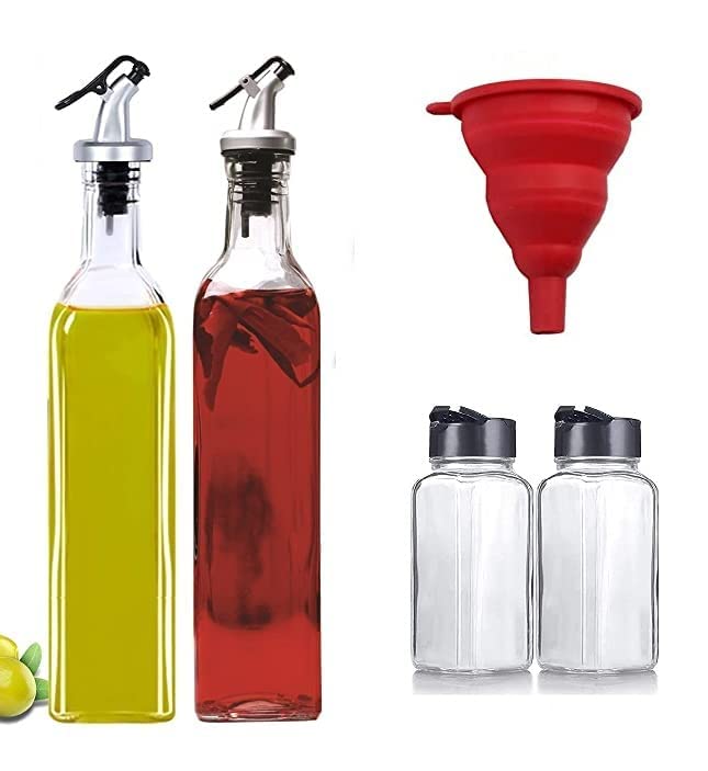 KIDINGTON 500 ML Oil Bottle120 ml Spice jar 2Silicone Funnel 1 Home Kitchen Oil Dispenser - Image 1