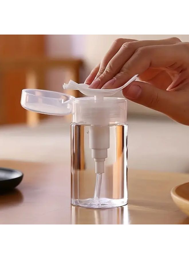 Transparent Portable PVC Push Pump Dispenser Bottle For Nail Polish Remover Cosmetics Travel - Image 1