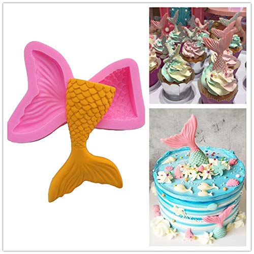 SUNKOOL Mermaid Theme Cake Mold,Seashell,Starfish Mermaid Tail Silicone Mold Cupcake Toppers Mold for Candy,Chocolate,Fondant,Polymer Clay,Crafting Projects,Cake Decoration - Image 2