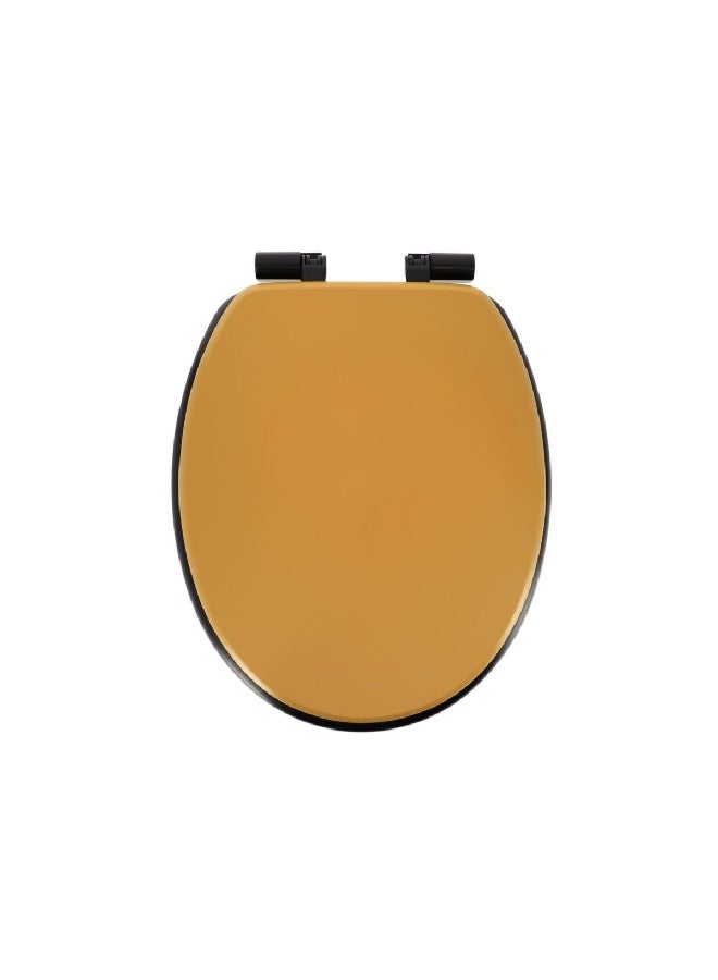 Tendance MDF Wood Toilet Seat with Fixing Kit Ochre and Black 18 Inch AA4112123 - Image 1