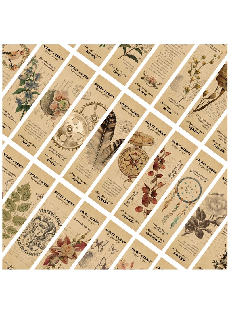 30 Pieces Paper Bookmarks for Book Lovers, Vintage Aesthetic Simple Style Cute Bookmarks Pack - Butterfly, Flower, Plant Designs for Women - Image 3