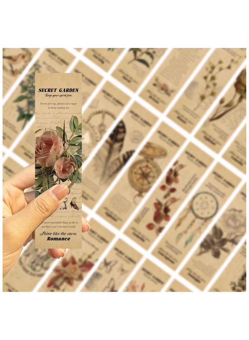 30 Pieces Paper Bookmarks for Book Lovers, Vintage Aesthetic Simple Style Cute Bookmarks Pack - Butterfly, Flower, Plant Designs for Women - Image 4