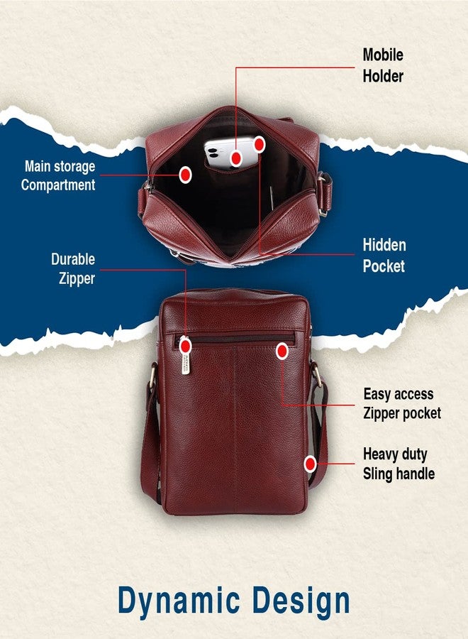 HAMMONDS FLYCATCHER Unisex Genuine Leather Brown Sling Messenger Bag (SB1171BR) (Brown) - Image 4