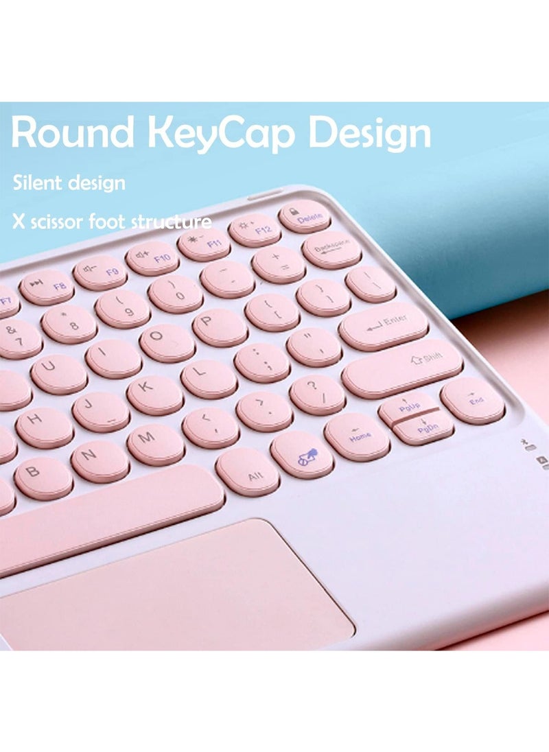 Aookay - Arabic and English Touchpad Keyboard Case for  Xiaomi Redmi Pad Pro 12.1" 2024/Xiaomi Poco Pad 12.1" 2024 Tablet with Cute Round Key Wireless Detachable TouchPad Keyboard & Mouse (Black） - Image 1