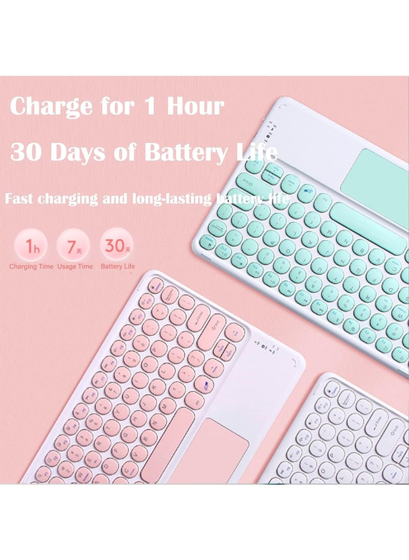 Aookay - Arabic and English Touchpad Keyboard Case for  Xiaomi Redmi Pad Pro 12.1" 2024/Xiaomi Poco Pad 12.1" 2024 Tablet with Cute Round Key Wireless Detachable TouchPad Keyboard & Mouse (Black） - Image 1