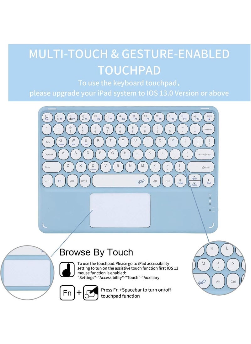 Aookay - Arabic and English Touchpad Keyboard Case for  Xiaomi Redmi Pad Pro 12.1" 2024/Xiaomi Poco Pad 12.1" 2024 Tablet with Cute Round Key Wireless Detachable TouchPad Keyboard & Mouse (Black） - Image 1