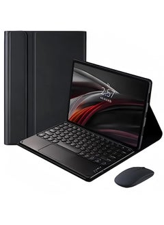 Arabic and English Touchpad Keyboard Case for  Xiaomi Redmi Pad Pro 12.1" 2024/Xiaomi Poco Pad 12.1" 2024 Tablet with Cute Round Key Wireless Detachable TouchPad Keyboard & Mouse (Black）
