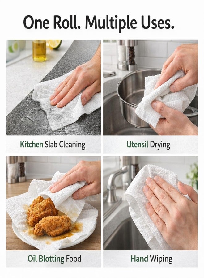 UPYOG Kitchen Towel Jumbo Tissue Paper Roll - 320 Pulls | 4-Ply | Ultra Soft & Highly Absorbent | 100% Natural | Pack of 1 - Image 4