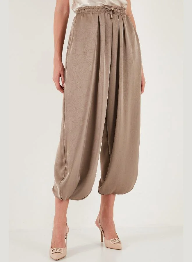 ليلا بنطلون شالوار نسائي من ليلا بقصة بالون واسعة ورباط من الساتان