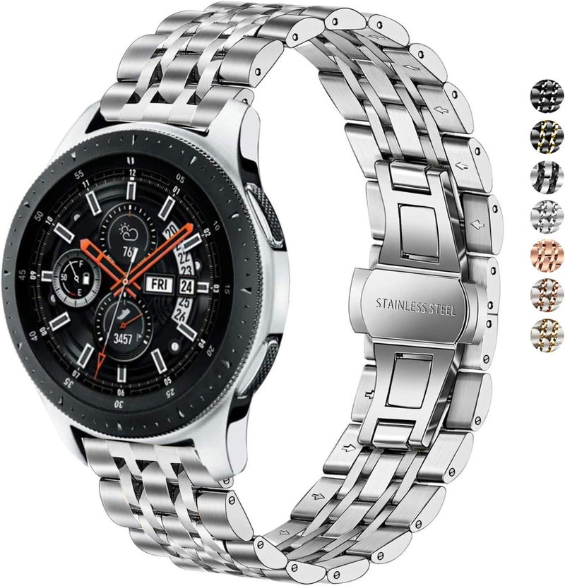DEALELE Strap Compatible with Huawei Watch GT6 / GT5 pro / GT4/GT3/GT2 / 4/3 pro (46mm), 22mm Stainless Steel Metal Bands for Samsung Galaxy Watch 46mm / Galaxy 3 45mm - Image 1
