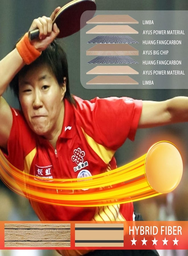 KERHAND Carbon Fiber Table Tennis Racket, Professional Ping Pong Paddle Approved by Olympic Medalist Guo Yan, Lightweight Tournament-Grade Racket with Nano-Rubber (Yan Wang Single Racket)(FL) - Image 3