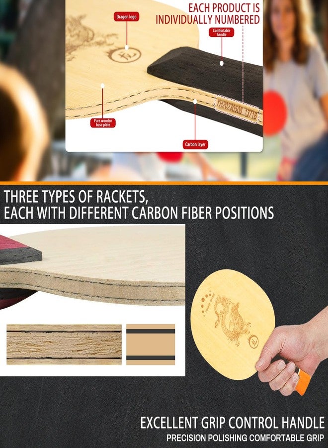 KERHAND Carbon Fiber Table Tennis Racket, Professional Ping Pong Paddle Approved by Olympic Medalist Guo Yan, Lightweight Tournament-Grade Racket with Nano-Rubber (Yan Wang Single Racket)(FL) - Image 4