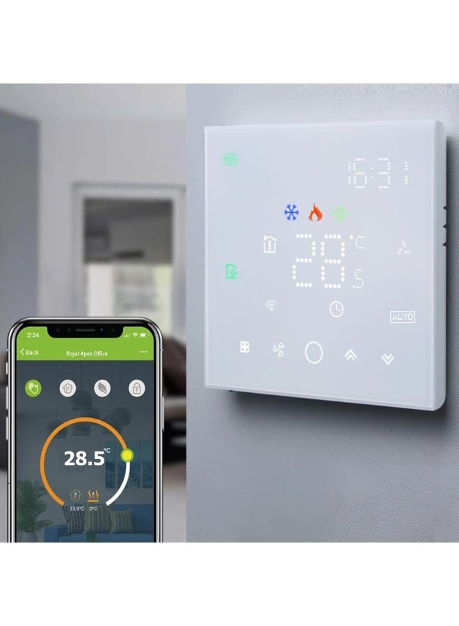 melfi Melfi Wifi Programmable Room Ac Smart Thermostat Matrix Energy Saving Fcu Central Air Conditioner Touch Controller 95-240Vac With Alexa Echo Google Home Ifttt 3 Speed Fan With Auto And Child Lock  - Image 1