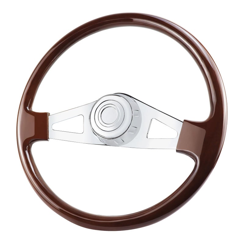 QYMOPAY 18" Solid Wood Truck Steering Wheel 2 Spoke Aluminum Chrome Plated for Semi-Trailers,Trucks for Kenworth,Peterbilt,Volvo,Freightliner - Image 1