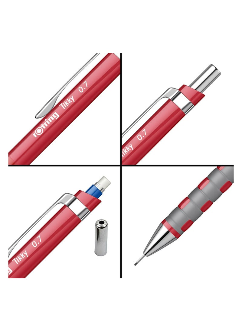 روترينج Rotring Tikky Mechanical Pencil HB 0.70mm - Red Barrel x 1 single pencil  - Image 3