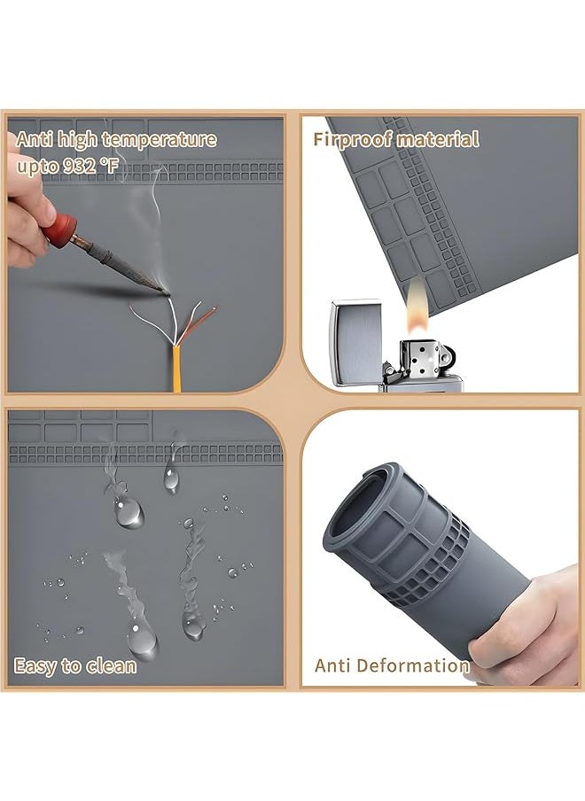 X spring Electronics Repair Mat Heat Resistant Silicone Repair Mat Silicone Insulation Pad Anti Scalding And Anti Corrosion Digital Repair Mat Suitable For Mobile Phone Laptop Pcb Board Watch  - Image 4