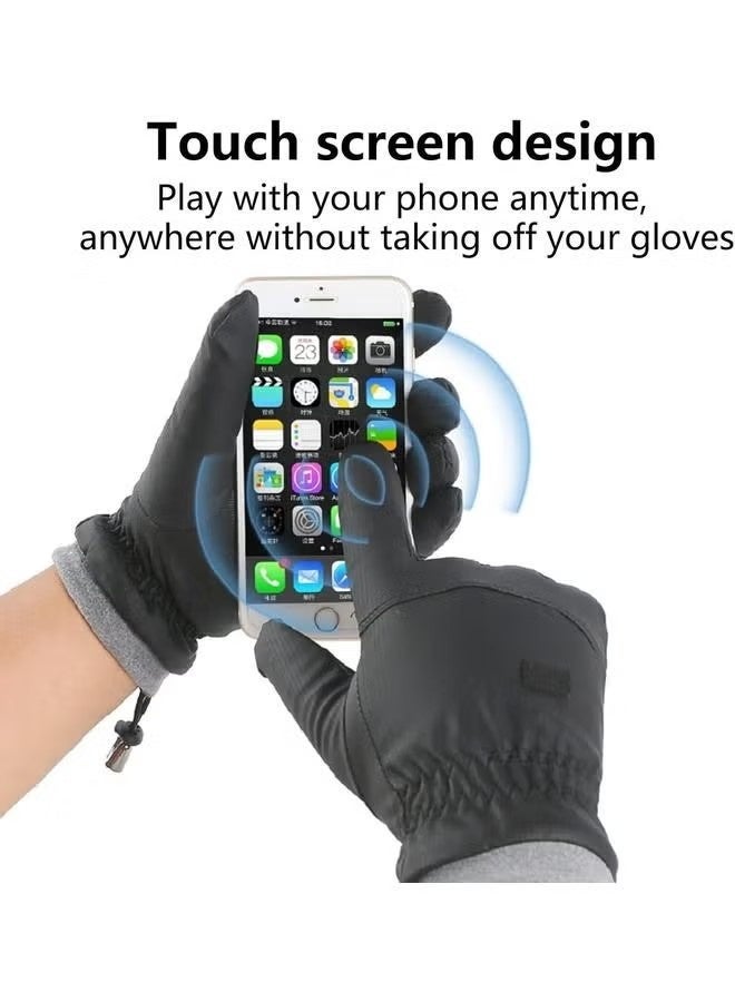 قفازات شتوية من ، قفازات دافئة مقاومة للماء والرياح بثلاث طبقات، قفازات تعمل باللمس، قفازات ثلج دافئة للرجال والنساء للجري وركوب الدراجات والتزلج على الجليد والتزلج على المنحدرات - Image 4