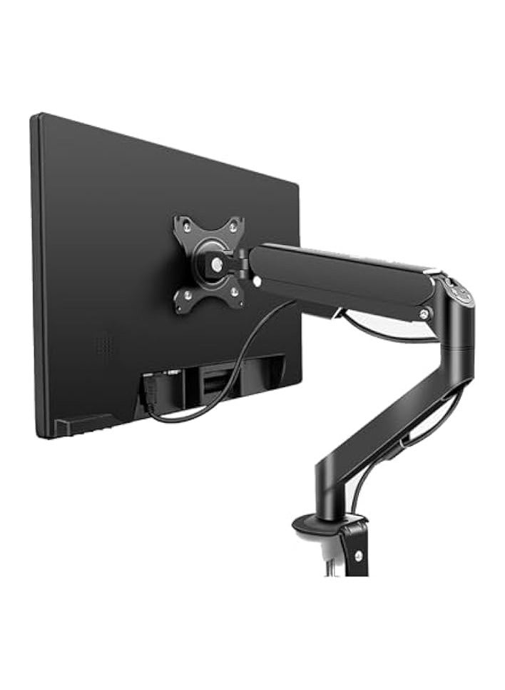 Single Monitor Mount Stand, Articulating Gas Spring Monitor Arm,Monitor Desk Mount with Clamp and Grommet Base Fits 17 to 30 Inch LCD Computer Monitors