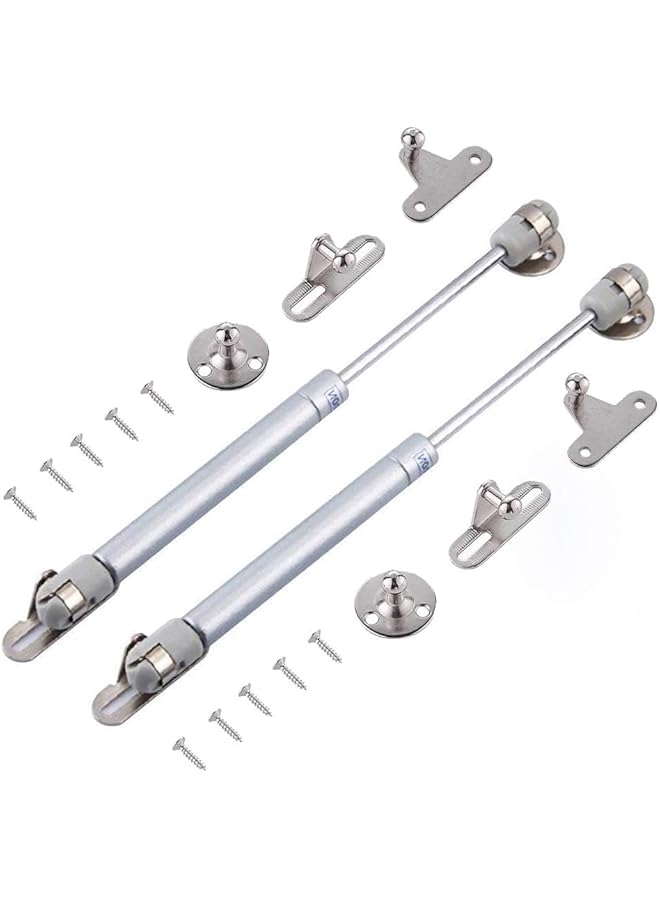 S-TOP Hydraulic Gas Strut Cabinet Door Lift Support, 80N/18lb, Adjustable Spring Hinges with Mounting Hardware, 2-Pack, Silver - Image 1