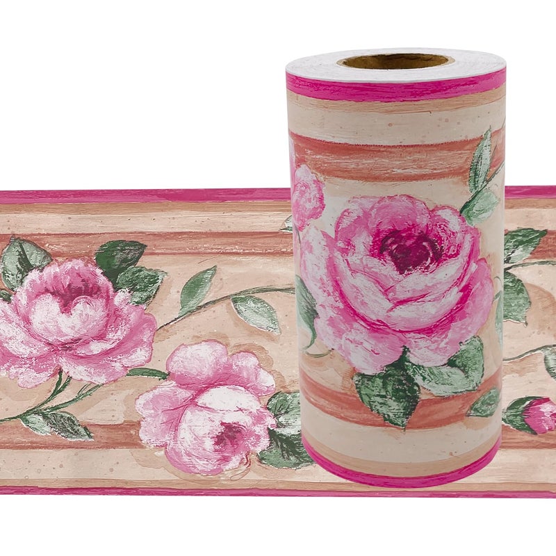 Yifely Luxury Peony Removable Wallpaper Border Self Adhesive Stciker Kitchen Bathroom Wall Decor
