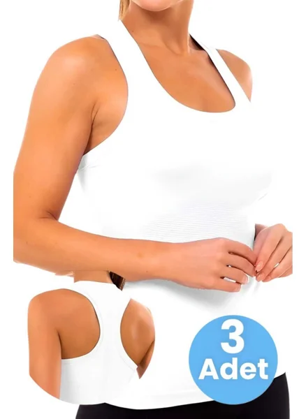 Tezzgelsin Women's Thick Strappy Cotton Rambo Undershirt 3 Piece Set