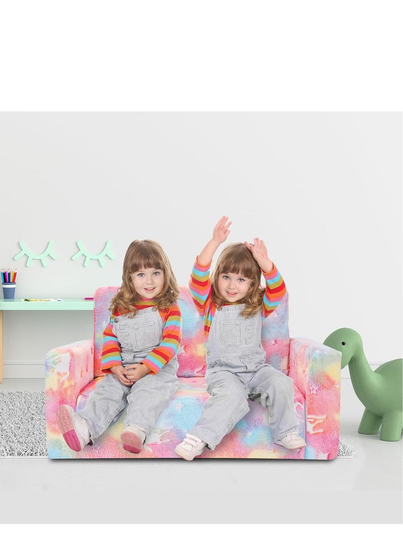 Generic Kids Couch, Fold-Out Kids Sofa Chair, Convertible Sofa for Toddlers into Lounger, Extendable Couch, Glow in the Dark Sofa Chair for Boys and Girls (Pink Unicorn)  - Image 3