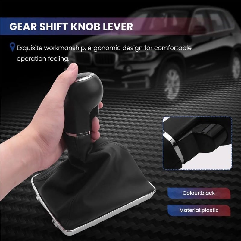 QASULER 6 Speed Gear Shift Knob with Gaiter Boot Cover - Image 4