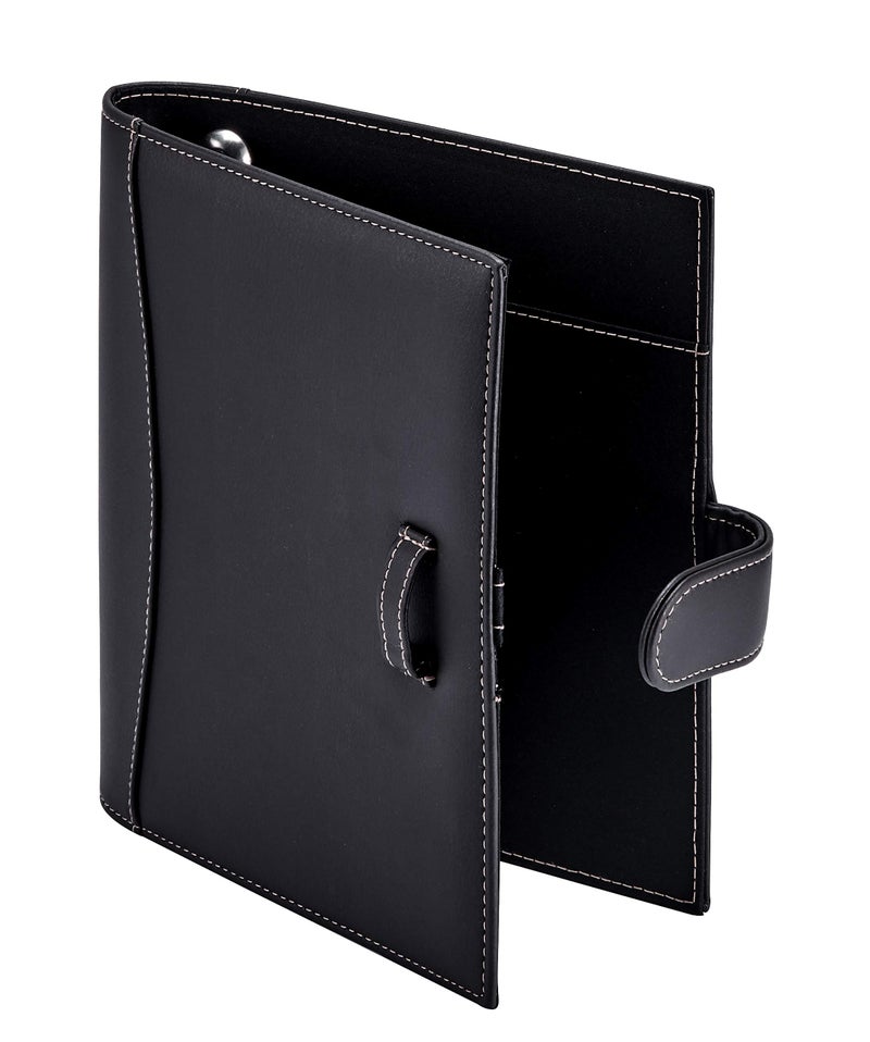 Its Academic Mini Executive Leather Portfolio Folder 1 Ring Binder and 250Sheet Capacity Note Pads and 55 x 85 Documents 2 Pen Loops Black Faux Leather 98294
