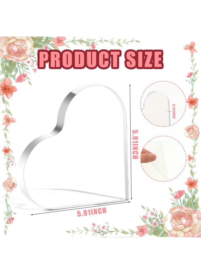 Suzile 2 Pcs Sublimation Blanks Crystal Tabletop Decor Decorative Acrylic Signs for Wedding DIY Sublimation Plaque Heart Shaped Picture Frame for Reception Table Decoration Party Centerpiece - Image 2