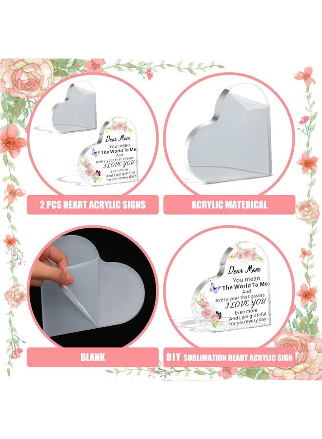 Suzile 2 Pcs Sublimation Blanks Crystal Tabletop Decor Decorative Acrylic Signs for Wedding DIY Sublimation Plaque Heart Shaped Picture Frame for Reception Table Decoration Party Centerpiece - Image 3