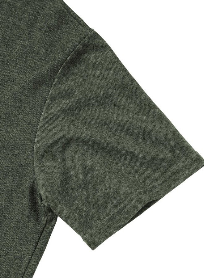 OHOO Mens Slim Fit Short Sleeve Lightweight Zip-up Hoodie With Kanga Pocket, Dcf056-khaki, S - Image 4