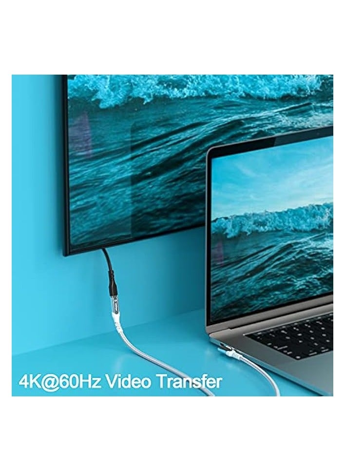 Fasgear USB C Extension Cable for Mac-book Pro: Fasgear USB 3.1 Type C Male to Female Extended Braided Cord Fast Charging & Data Sync Adapter Compatible for M1 Mac Mini i-Pad Pro DJI Mavic PSVR2(6ft, White) - Image 3