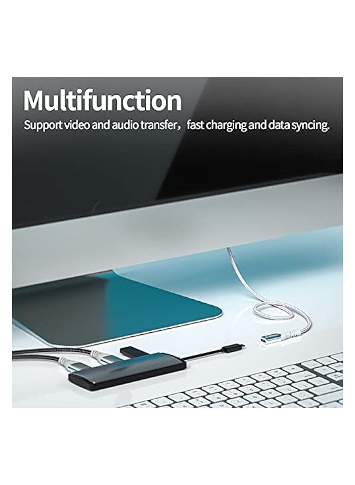 Fasgear USB C Extension Cable for Mac-book Pro: Fasgear USB 3.1 Type C Male to Female Extended Braided Cord Fast Charging & Data Sync Adapter Compatible for M1 Mac Mini i-Pad Pro DJI Mavic PSVR2(6ft, White) - Image 2