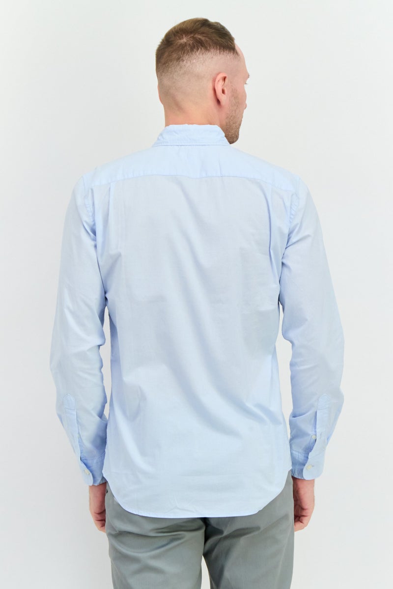 GAP قميص رجالي عادي بأكمام طويلة ضيق، أزرق فاتح - Image 3