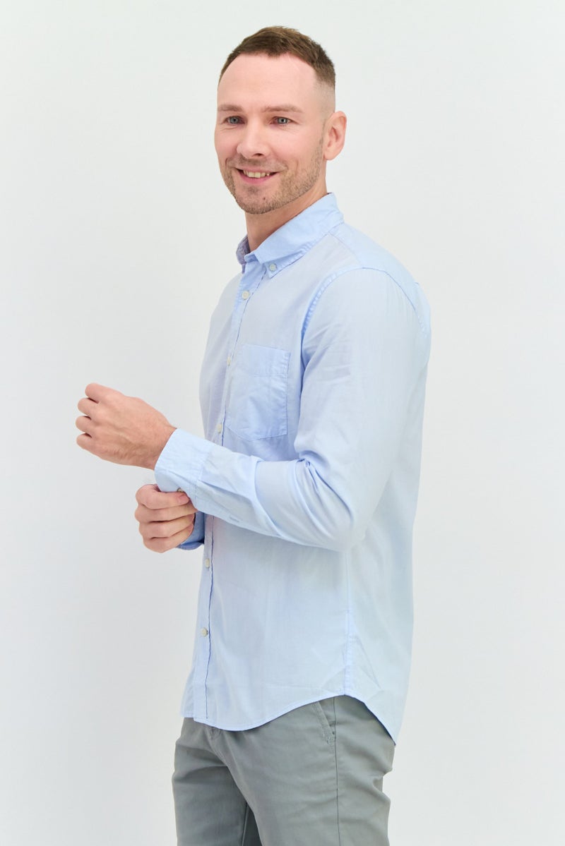 GAP قميص رجالي عادي بأكمام طويلة ضيق، أزرق فاتح - Image 2