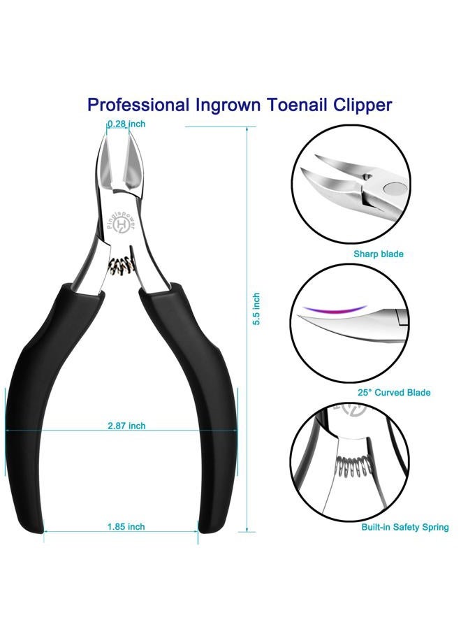 Pingispower Toenail Clippers for Seniors & Thick Nails, 8PCS Professional Heavy Duty Ingrown Toenail Removal Kit with Pedicure Tools, Sharp Blade, Long Handle & Storage Case - Image 2