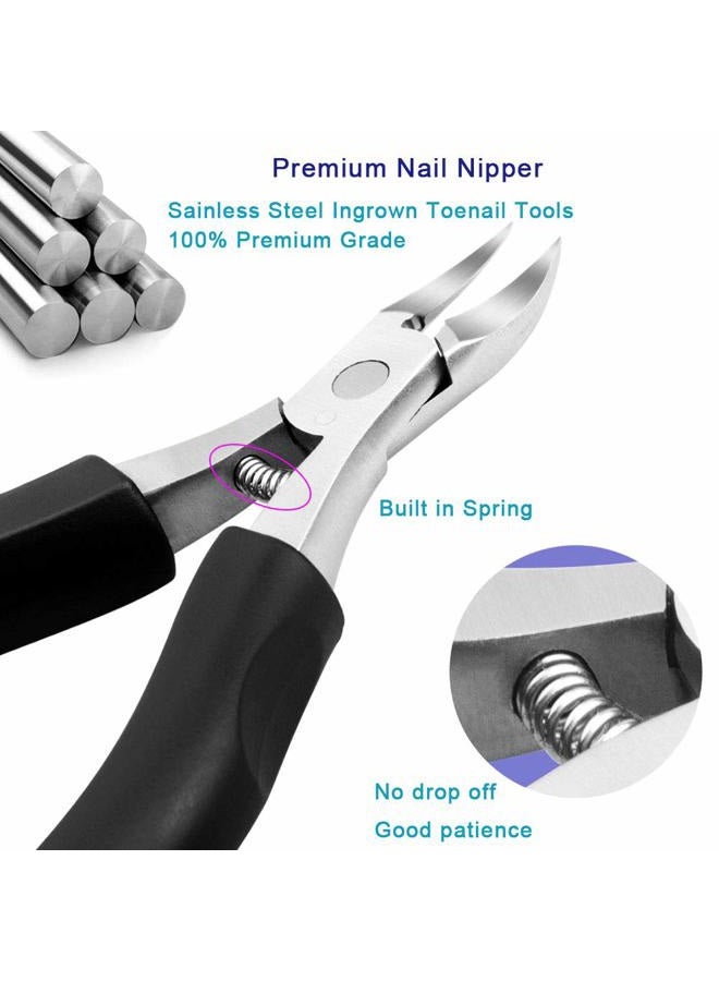Pingispower Toenail Clippers for Seniors & Thick Nails, 8PCS Professional Heavy Duty Ingrown Toenail Removal Kit with Pedicure Tools, Sharp Blade, Long Handle & Storage Case - Image 3
