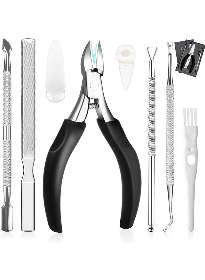 Pingispower Toenail Clippers for Seniors & Thick Nails, 8PCS Professional Heavy Duty Ingrown Toenail Removal Kit with Pedicure Tools, Sharp Blade, Long Handle & Storage Case - Image 1
