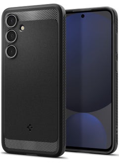 Rugged Armor for Samsung Galaxy S24 FE Case Cover with Carbon Fiber Textures - Matte Black