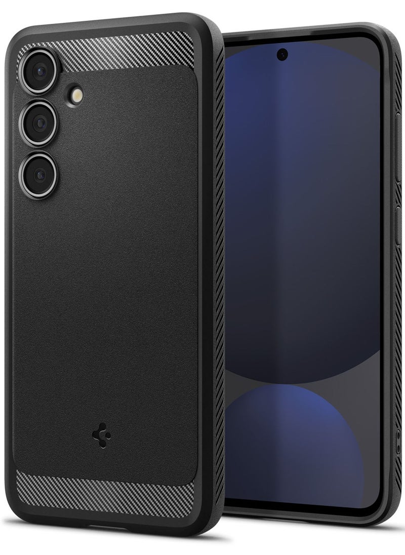 Spigen - Rugged Armor for Samsung Galaxy S24 FE Case Cover with Carbon Fiber Textures - Matte Black - Image 1