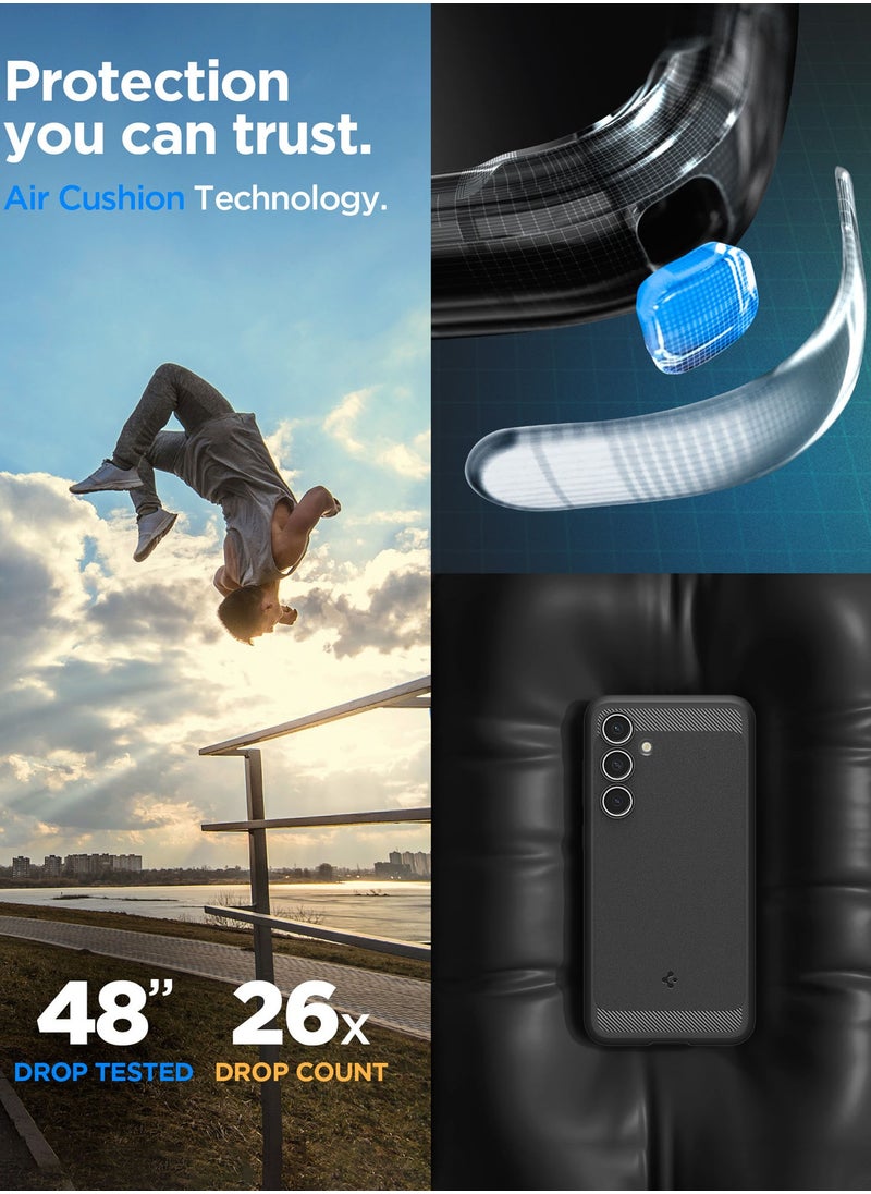 Spigen - Rugged Armor for Samsung Galaxy S24 FE Case Cover with Carbon Fiber Textures - Matte Black - Image 1