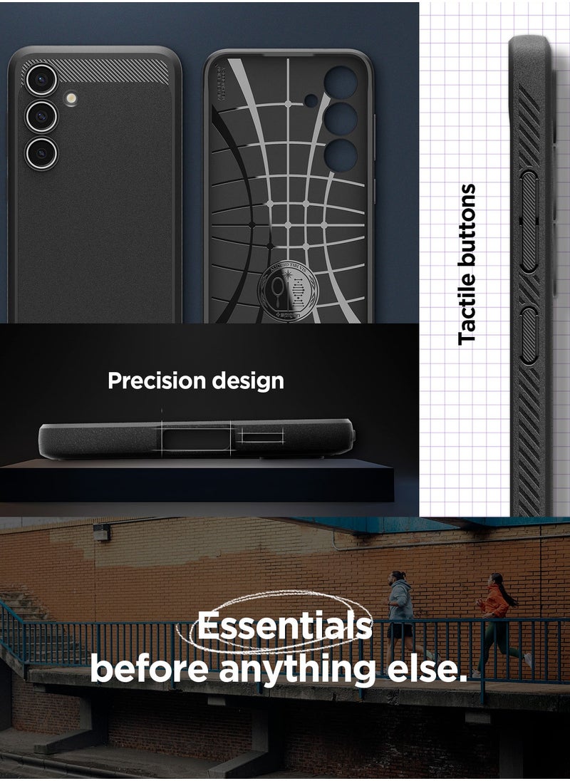 Spigen - Rugged Armor for Samsung Galaxy S24 FE Case Cover with Carbon Fiber Textures - Matte Black - Image 1