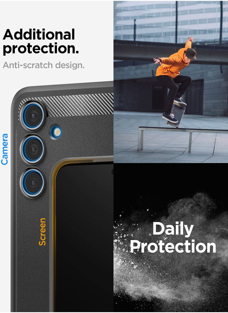 Spigen - Rugged Armor for Samsung Galaxy S24 FE Case Cover with Carbon Fiber Textures - Matte Black - Image 1