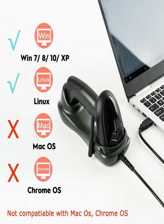 NADAMOO Wireless Barcode Scanner with USB Cradle Charging Base 328Ft Long Transmission Handheld 1D Cordless Laser Barcode Reader Portable Bar Code Scanning for Retail Supermaket Warehouse - Image 2