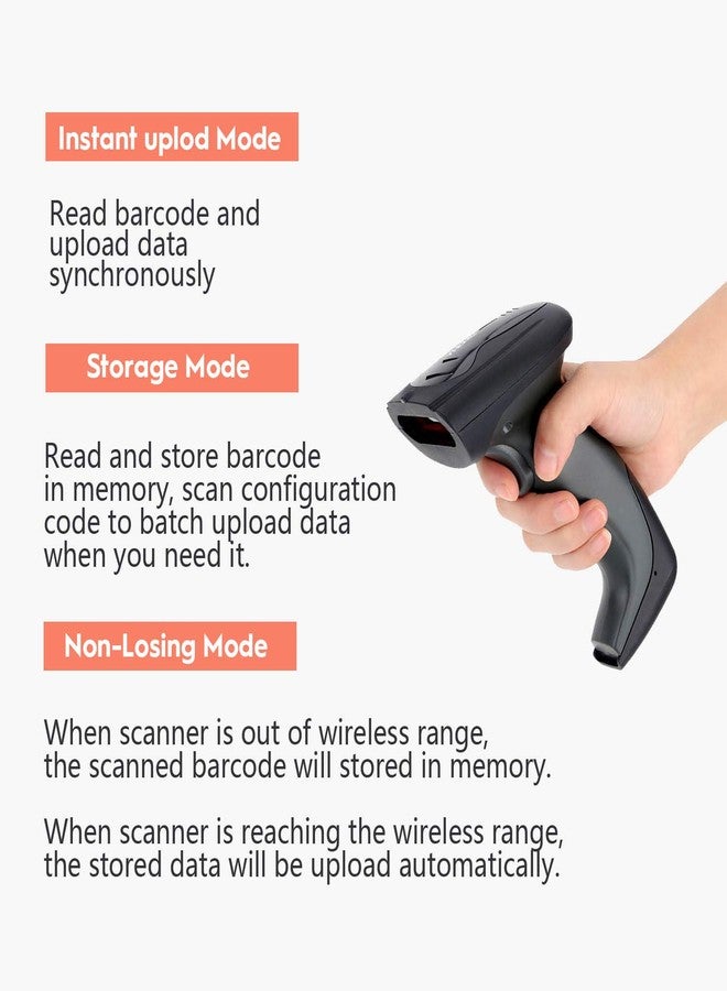 NADAMOO Wireless Barcode Scanner with USB Cradle Charging Base 328Ft Long Transmission Handheld 1D Cordless Laser Barcode Reader Portable Bar Code Scanning for Retail Supermaket Warehouse - Image 5