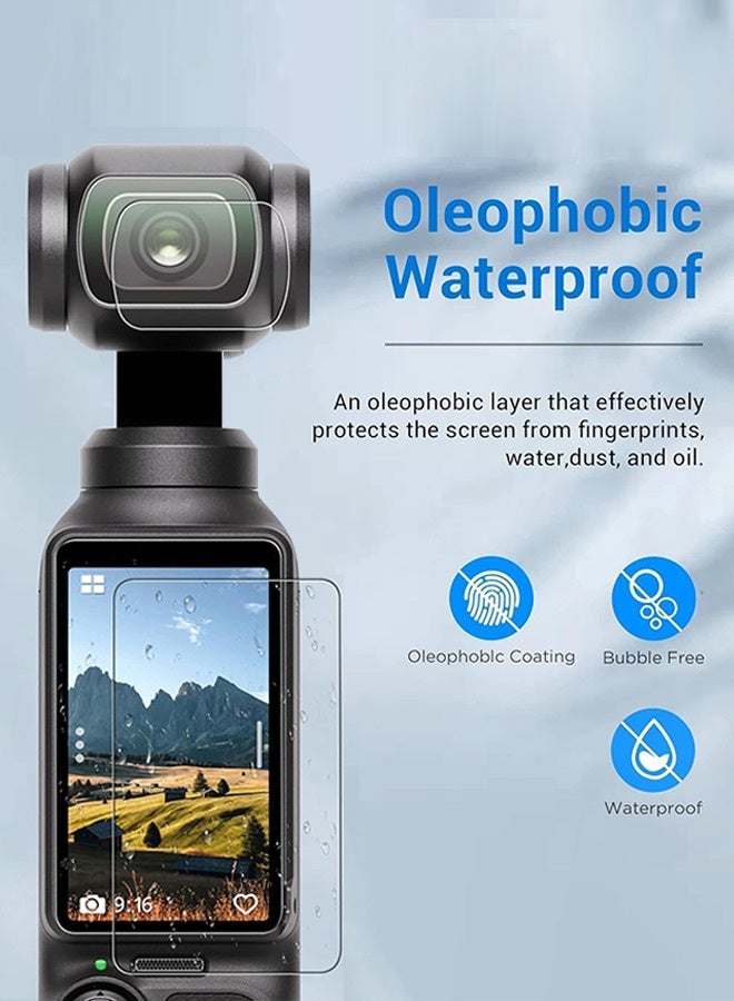 بشكل مختصر [عبوة 3+3] واقي شاشة من الزجاج المقوى لجهاز DJI Osmo Pocket 4/3، عدسة الكاميرا الأمامية + فيلم واقي للشاشة لجهاز DJI Osmo Pocket 4 (إصدار 2026) - Image 2