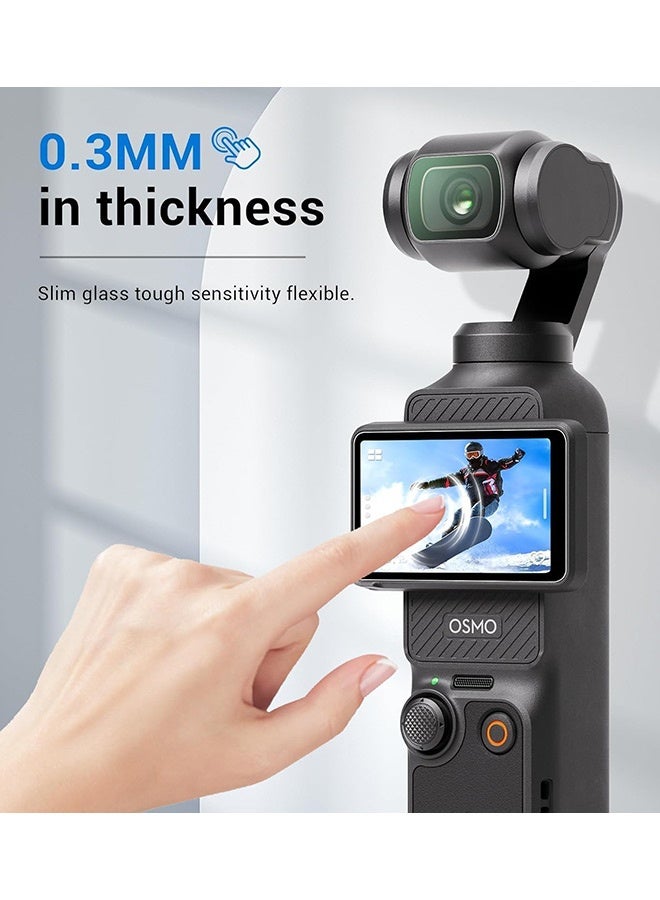 بشكل مختصر [عبوة 3+3] واقي شاشة من الزجاج المقوى لجهاز DJI Osmo Pocket 4/3، عدسة الكاميرا الأمامية + فيلم واقي للشاشة لجهاز DJI Osmo Pocket 4 (إصدار 2026) - Image 4