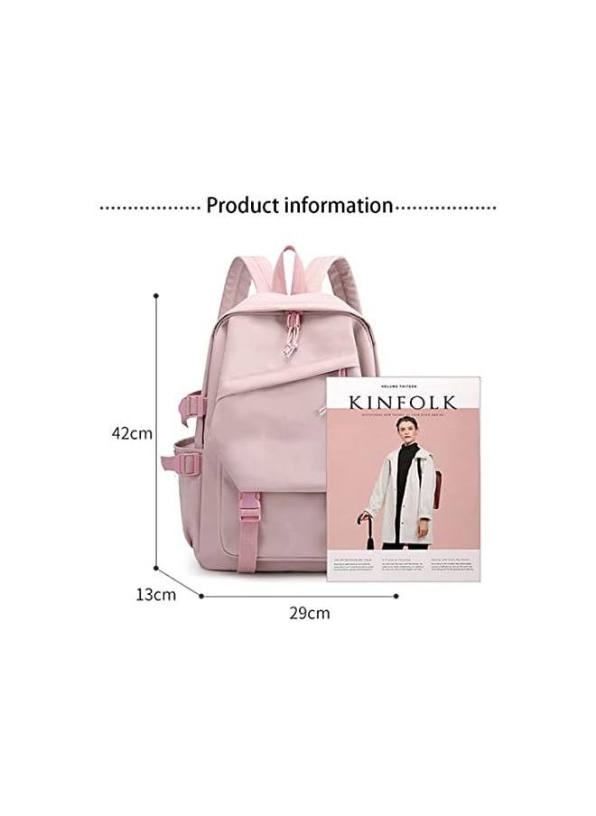 BTS Laptop Backpacks 14 Inch School Bag College Backpack Anti Theft Travel Daypack Large Bookbags Student Canvas School Bag Casual Shoulder Bag for Teens Girls Women Students (Pink)  - Image 2