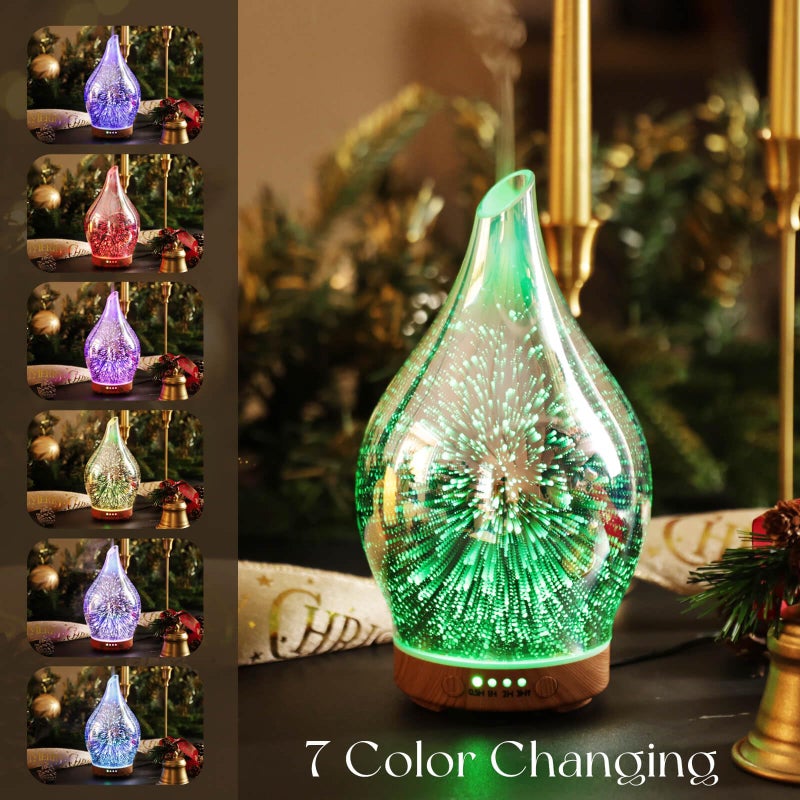 Porseme Oil Diffuser 3D Glass Aromatherapy Ultrasonic Humidifier, Air Refresh Auto Shut-Off, Timer Setting, BPA Free for Home Hotel Yoga Leisure SPA Gift 150ml Last 6H - Image 2